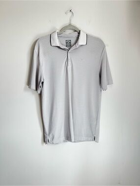 Callaway Opti-Dri Mens Golf Polo White Navy Stripe Chest Emblem Size S